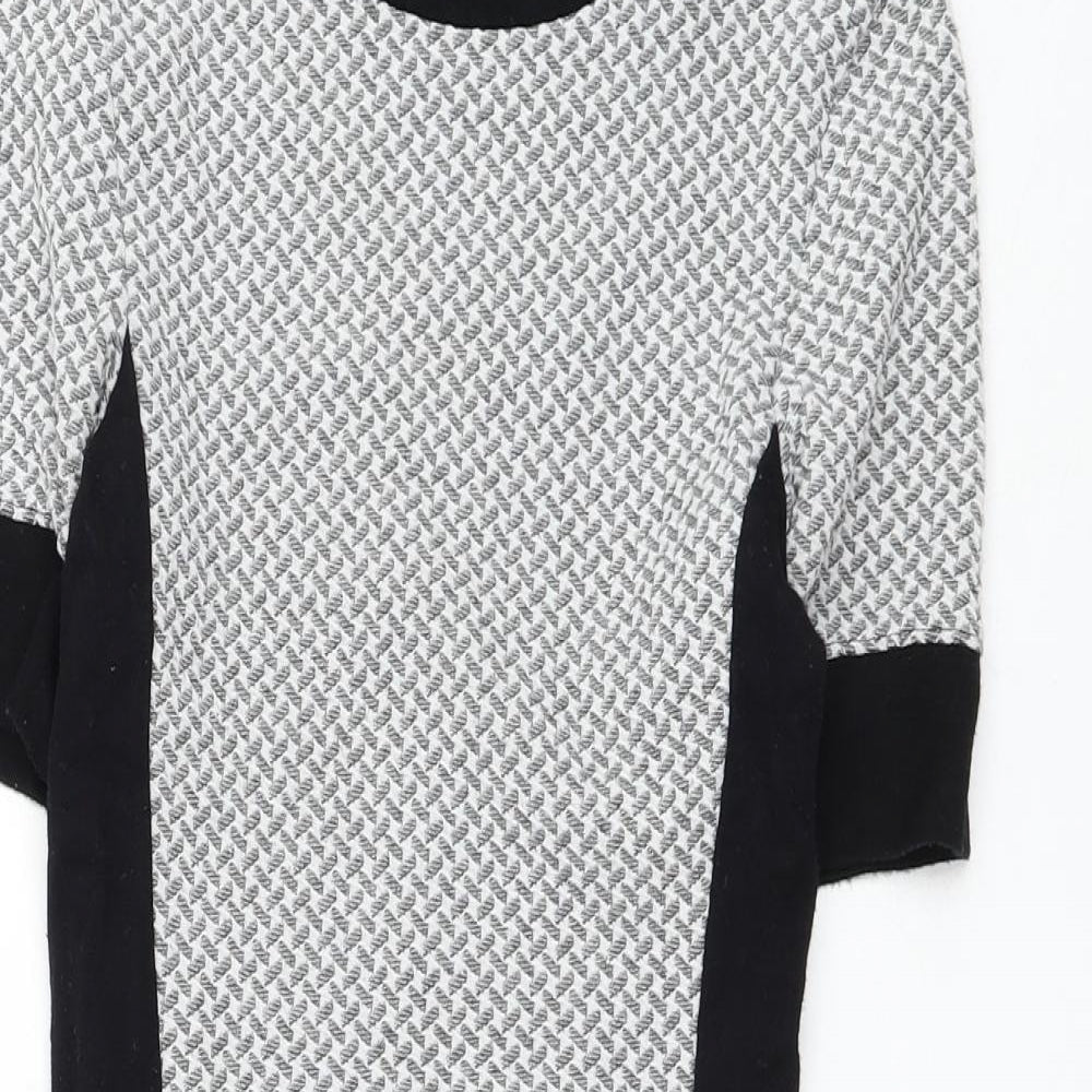 Topshop Womens Grey Polyester Pencil Dress Size 8 Round Neck Pullover