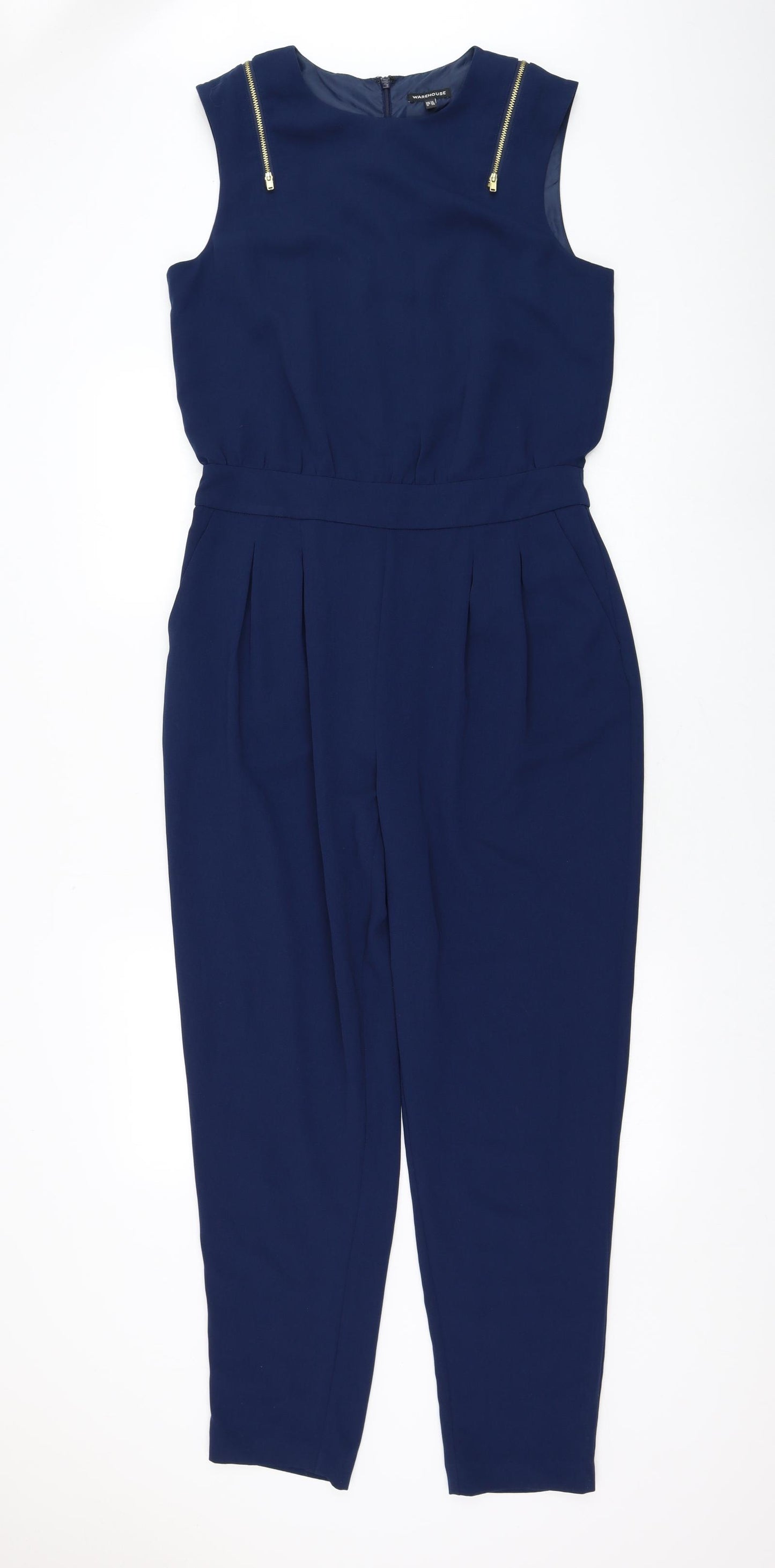 Warehouse Womens Blue Polyester Jumpsuit One-Piece Size 12 L28 in Zip