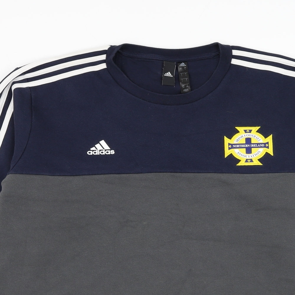 adidas Mens Grey Cotton Pullover Sweatshirt Size L - Northern Ireland Football
