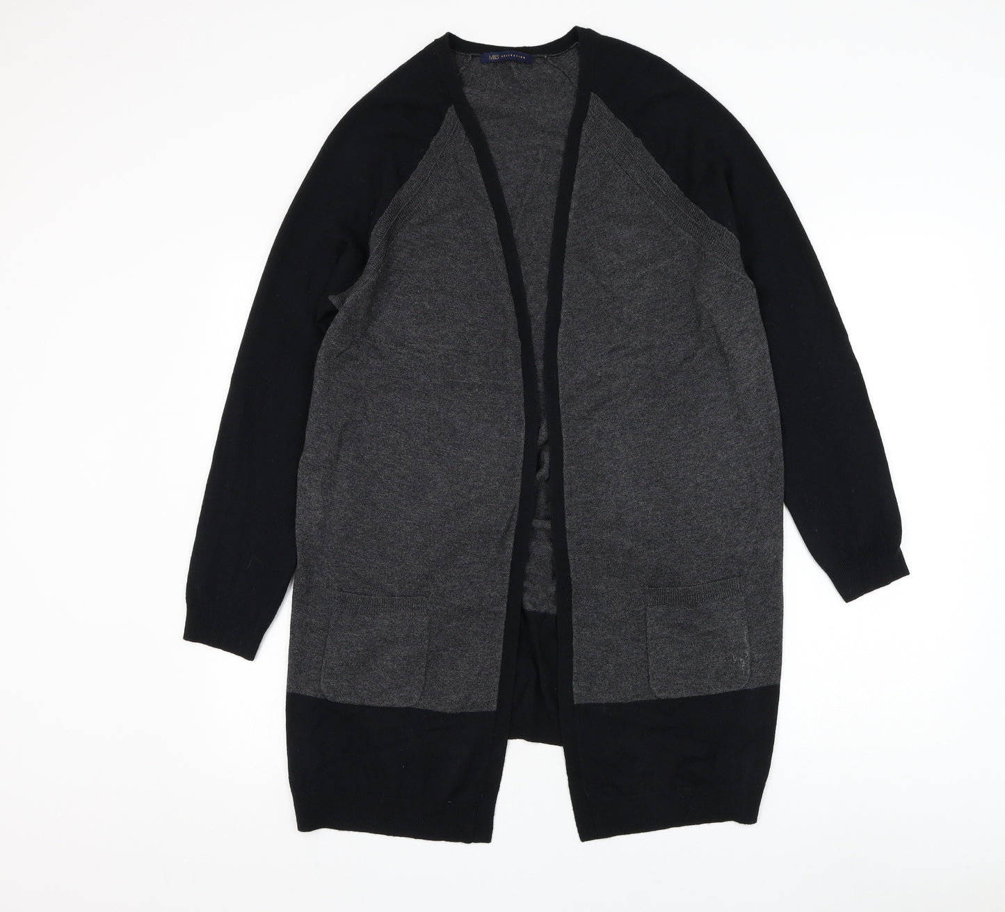 Marks and Spencer Womens Grey V-Neck Wool Cardigan Jumper Size 14