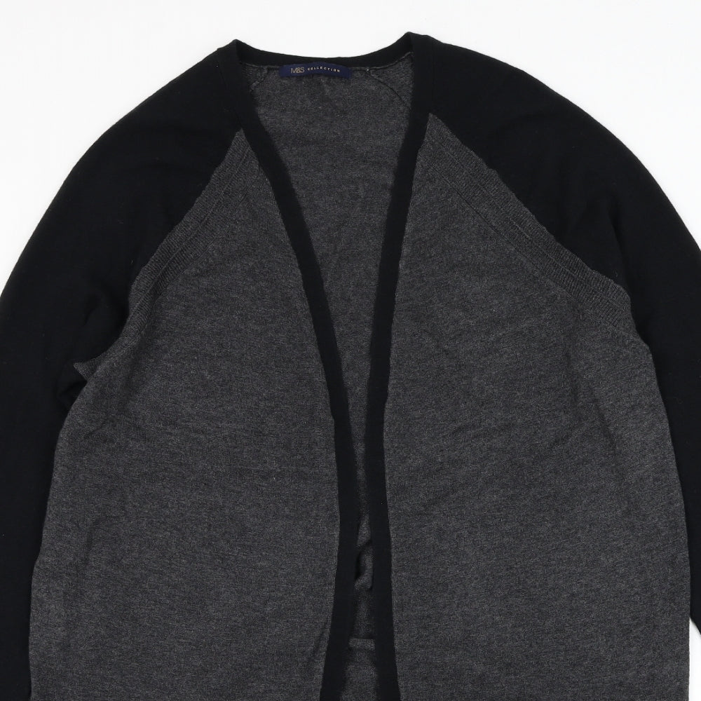 Marks and Spencer Womens Grey V-Neck Wool Cardigan Jumper Size 14