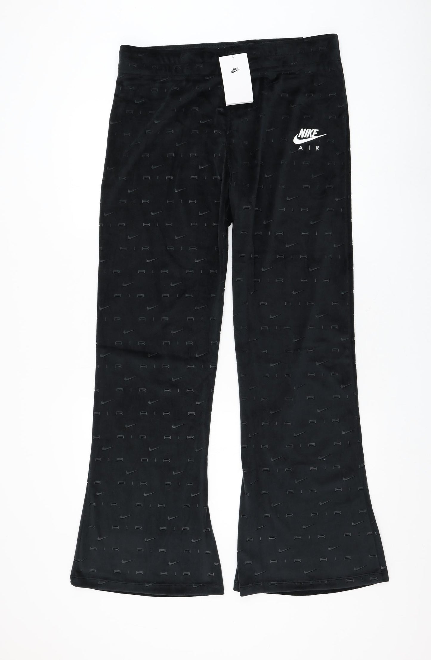 Nike Womens Black Geometric Polyester Jogger Trousers Size XL L31 in Regular