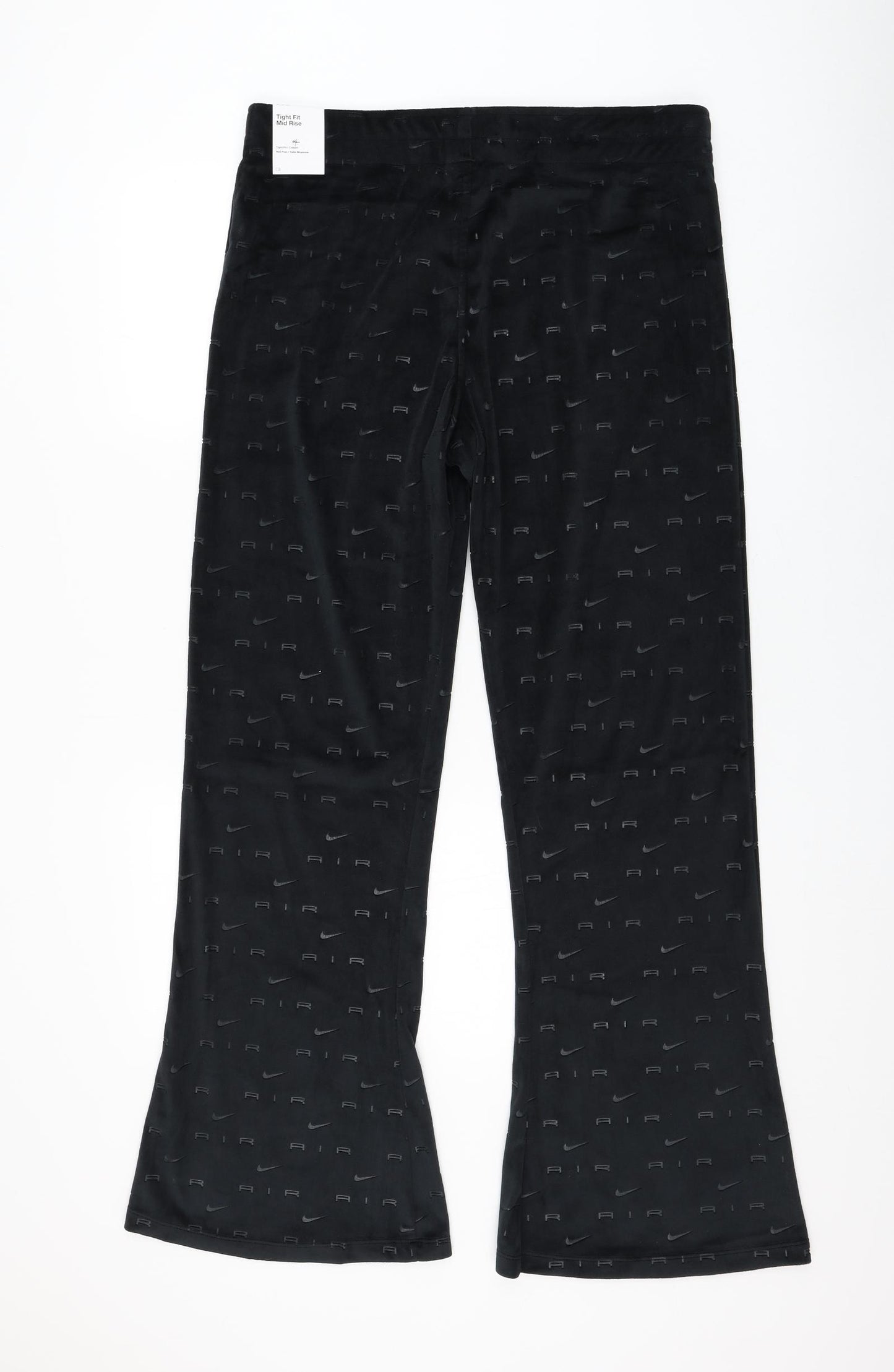 Nike Womens Black Geometric Polyester Jogger Trousers Size XL L31 in Regular