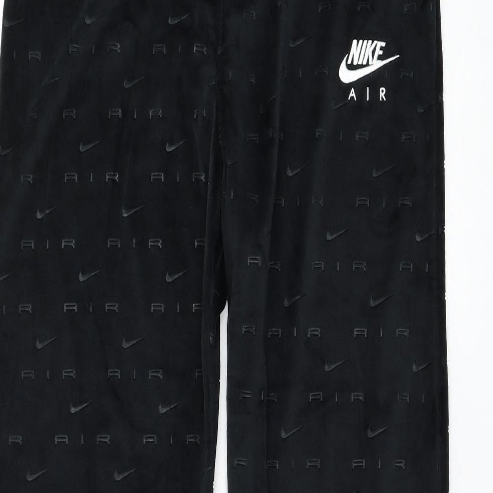 Nike Womens Black Geometric Polyester Jogger Trousers Size XL L31 in Regular