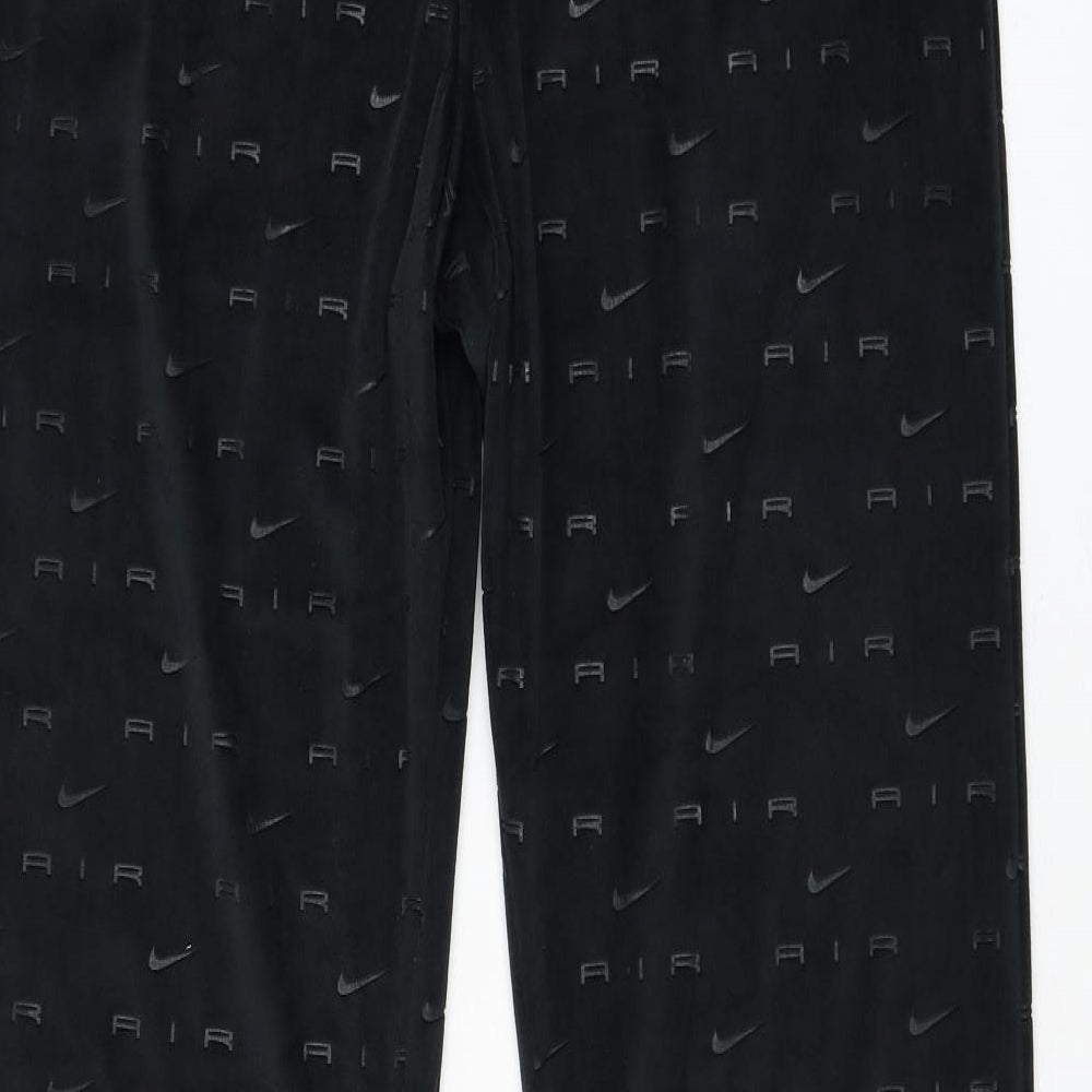 Nike Womens Black Geometric Polyester Jogger Trousers Size XL L31 in Regular