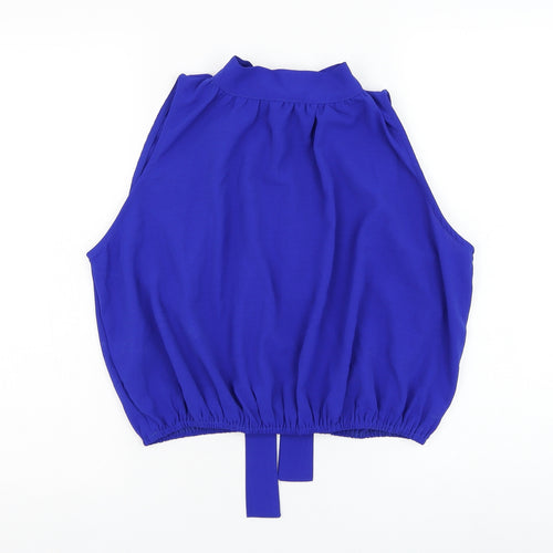 SheIn Womens Blue Polyester Basic Blouse Size 12 Mock Neck