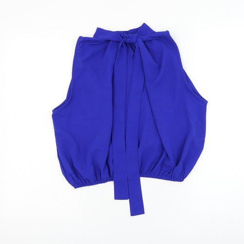SheIn Womens Blue Polyester Basic Blouse Size 12 Mock Neck
