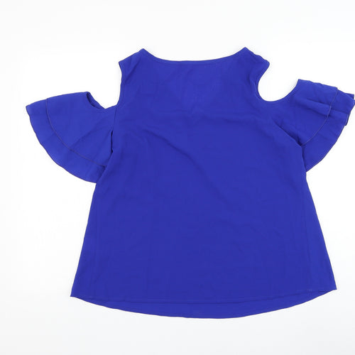 SheIn Womens Blue Polyester Basic Blouse Size 12 V-Neck