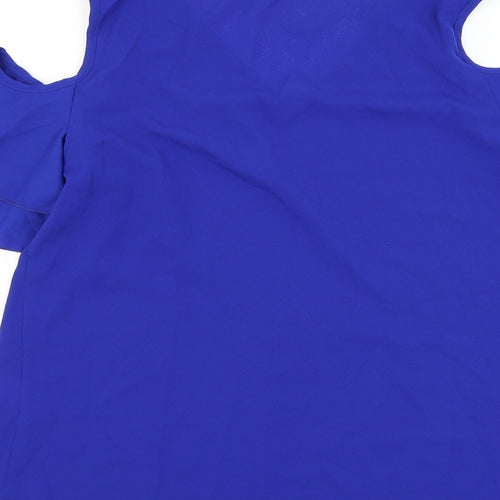SheIn Womens Blue Polyester Basic Blouse Size 12 V-Neck