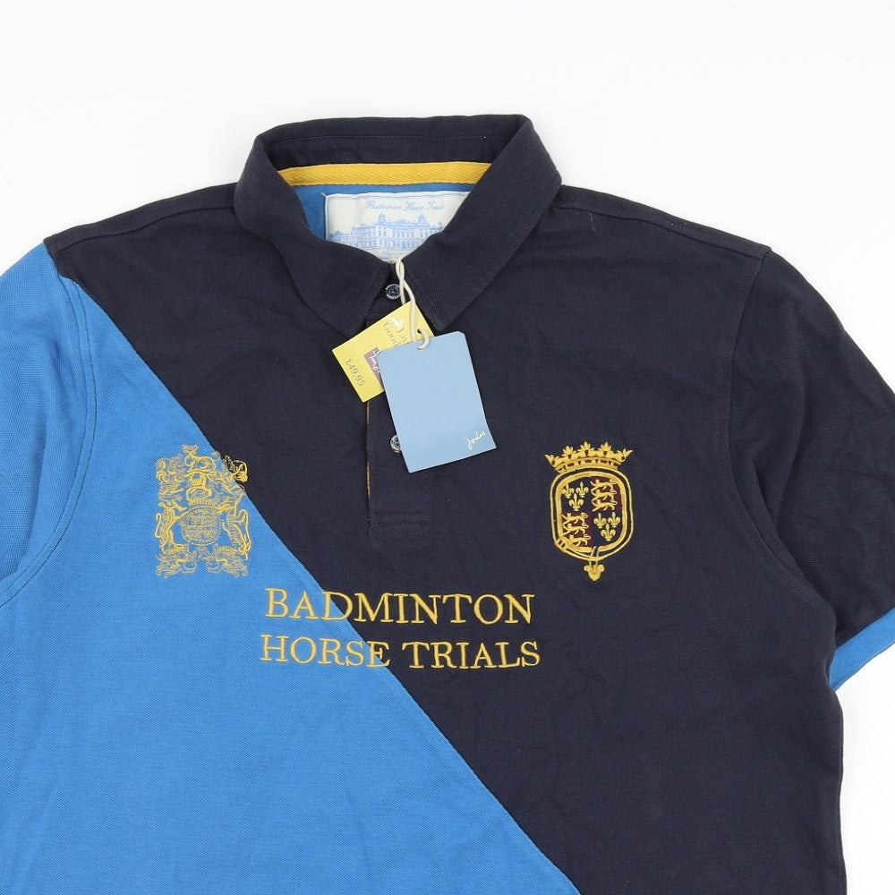 Joules Mens Blue Cotton Polo Size L Collared Pullover - Badminton Horse trials