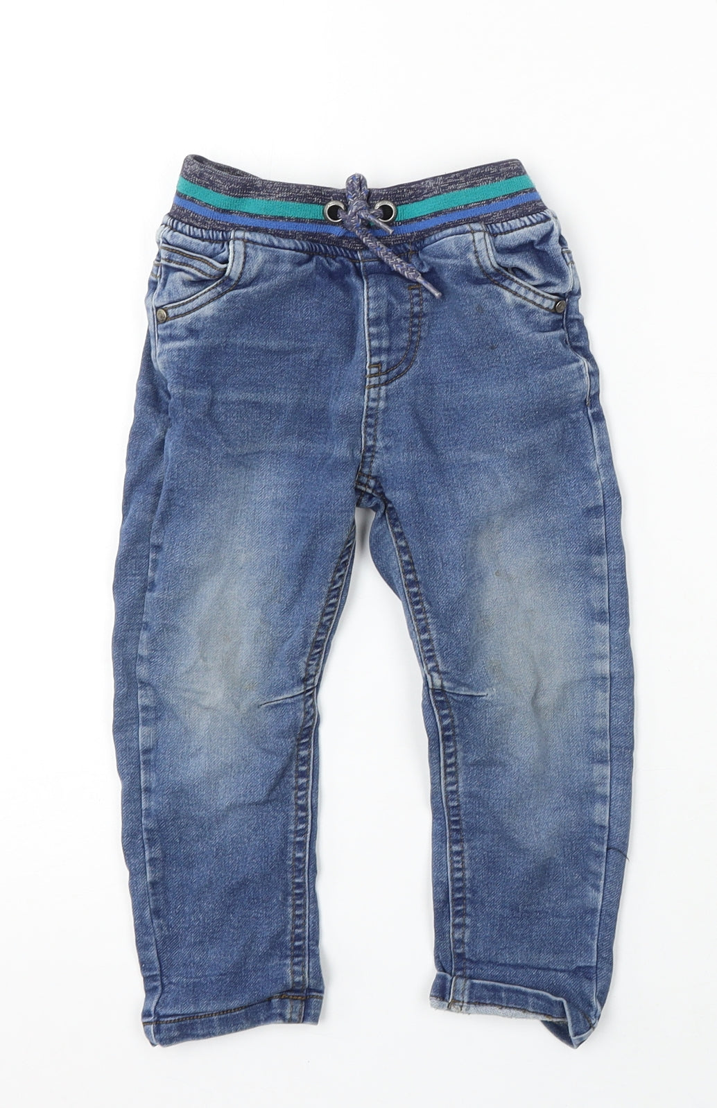 Dunnes Stores Boys Blue Cotton Jogger Jeans Size 18-24 Months Tie