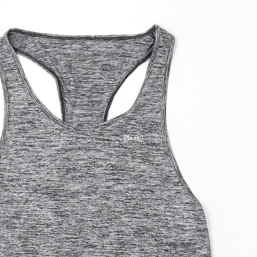USA Pro Womens Grey Polyester Basic Tank Size L Round Neck