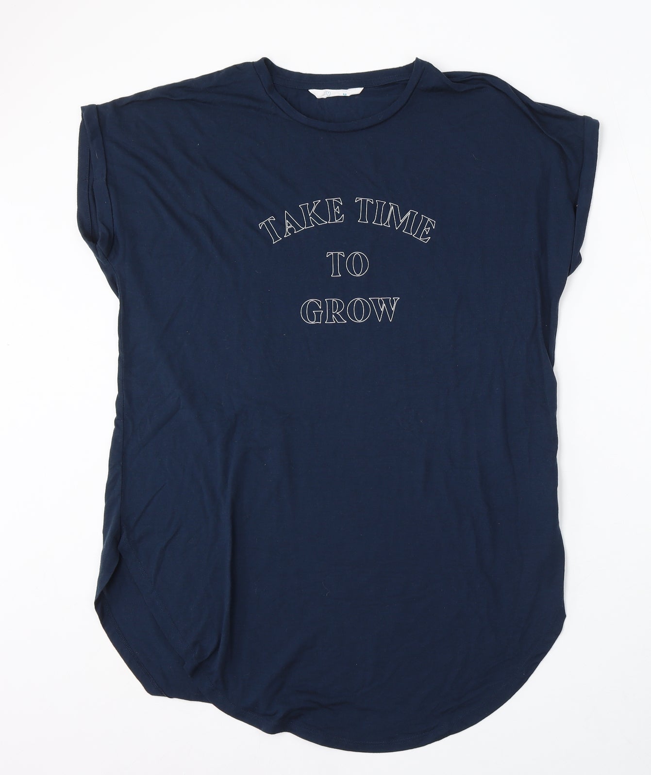 Primark Womens Blue Polyester Basic T-Shirt Size 12 Round Neck - take time to grow