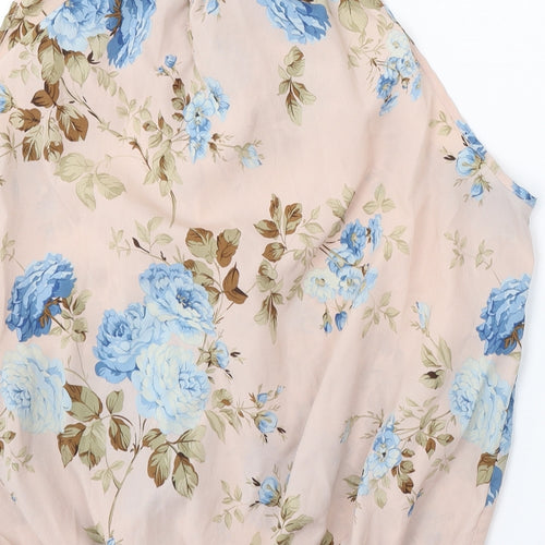 SheIn Womens Pink Floral Viscose Basic Blouse Size XL Round Neck