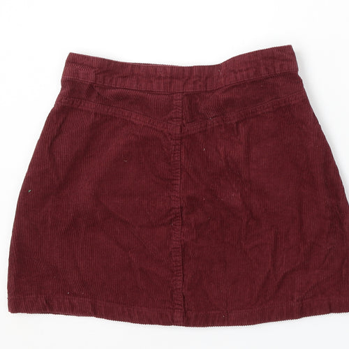 Denim & Co. Womens Red Cotton A-Line Skirt Size 10 Button