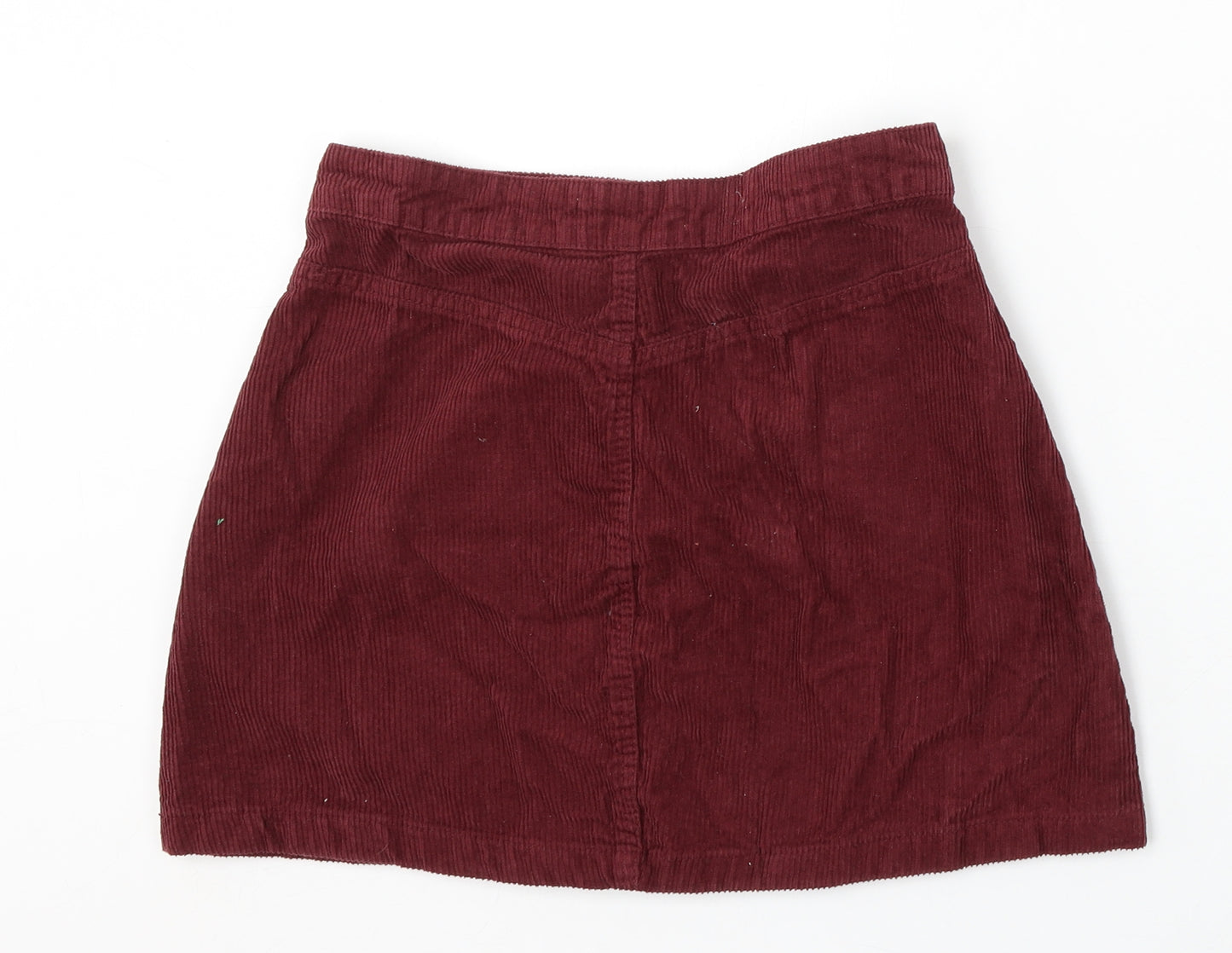 Denim & Co. Womens Red Cotton A-Line Skirt Size 10 Button