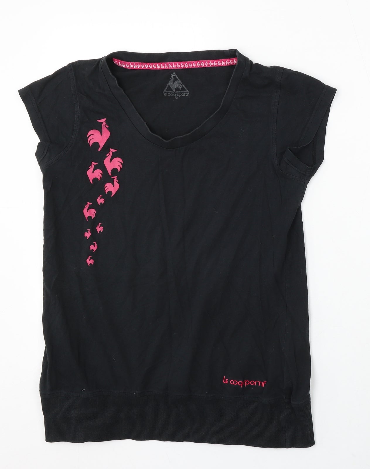 le coq sportif Womens Black Cotton Pullover Sweatshirt Size 12
