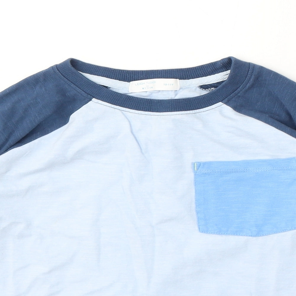 Leigh Tucker Boys Blue Cotton Basic T-Shirt Size 10-11 Years Round Neck