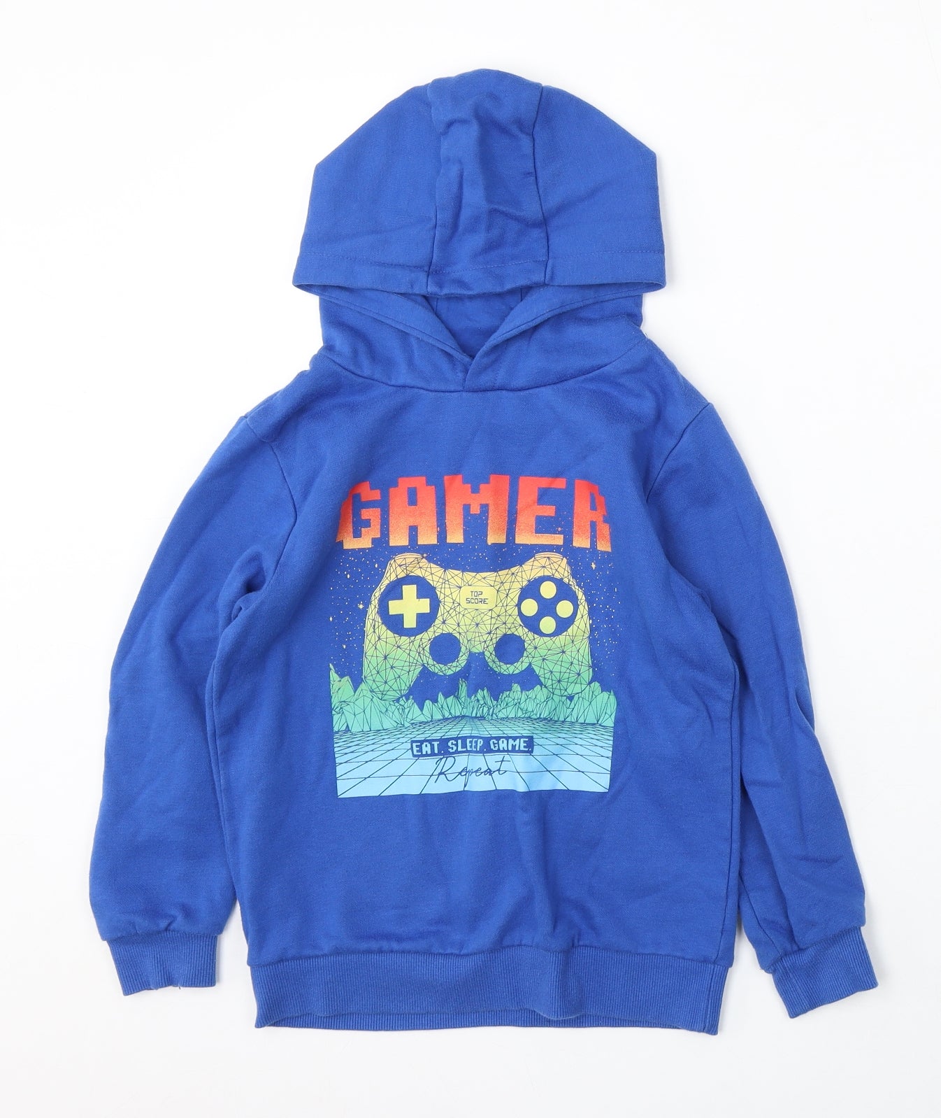 Dunnes Stores Boys Blue Cotton Pullover Hoodie Size 8-9 Years - Gaming