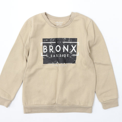 Primark Boys Beige Cotton Pullover Sweatshirt Size 7-8 Years - Bronx New York
