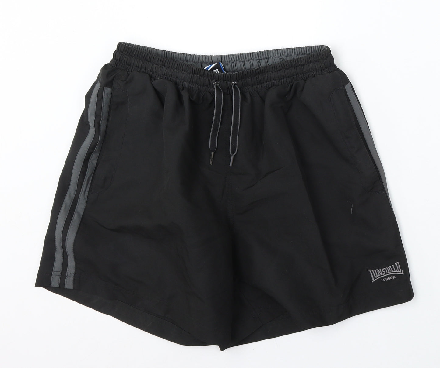 Lonsdale Mens Black Polyester Sweat Shorts Size M L7 in Regular Tie