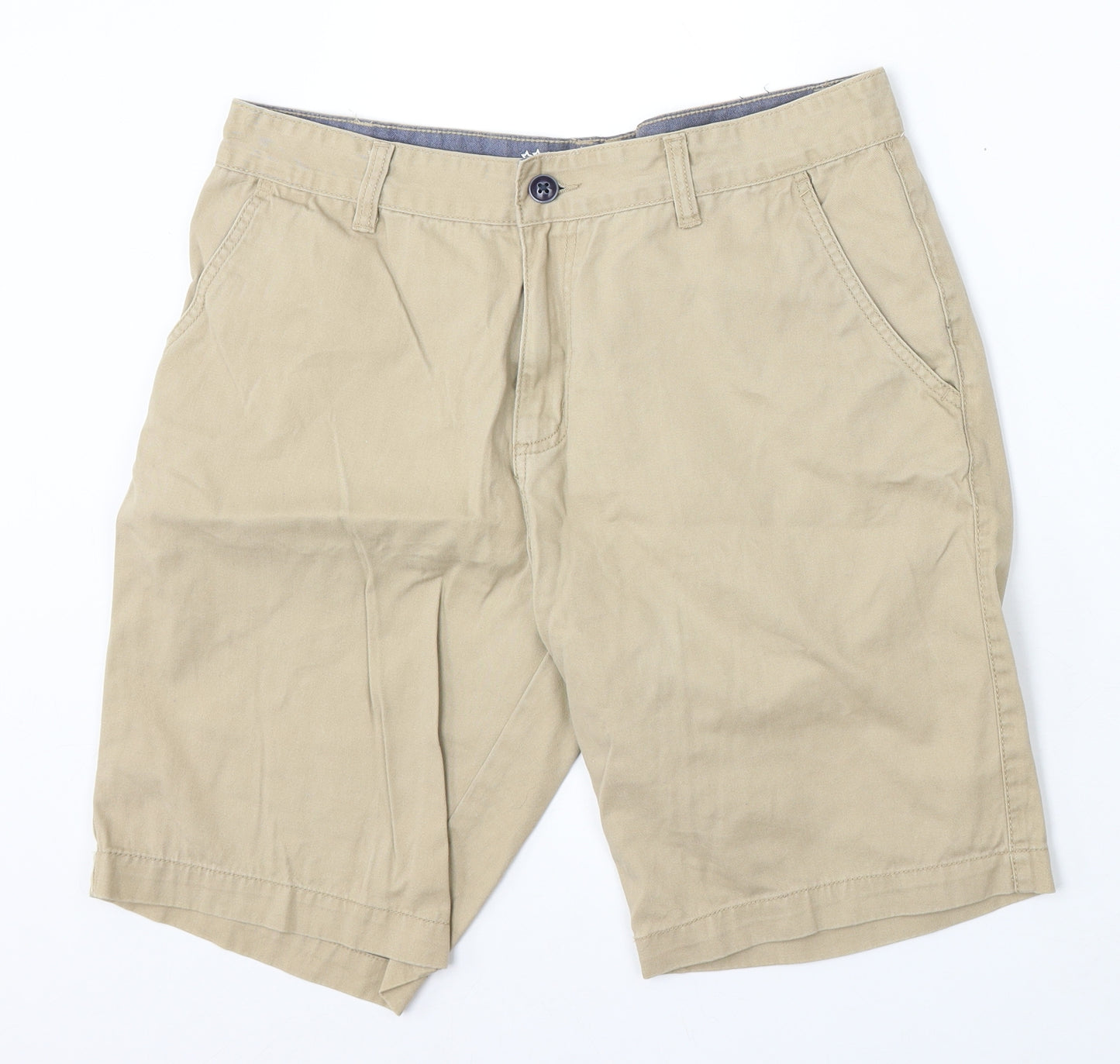 Livergy Mens Beige Cotton Bermuda Shorts Size 34 L12 in Regular Zip