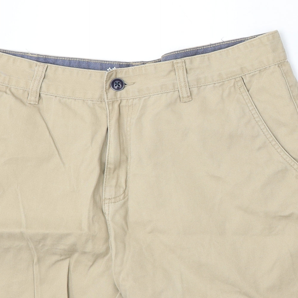 Livergy Mens Beige Cotton Bermuda Shorts Size 34 L12 in Regular Zip
