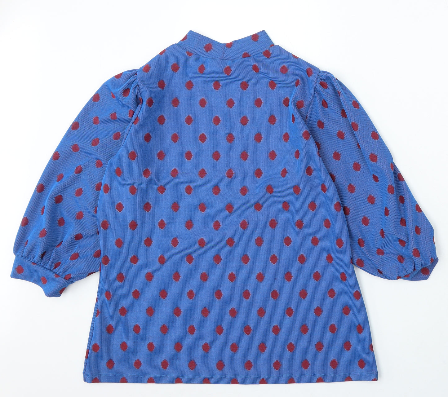 Savida Womens Blue Round Neck Polka Dot Polyester Pullover Jumper Size XL