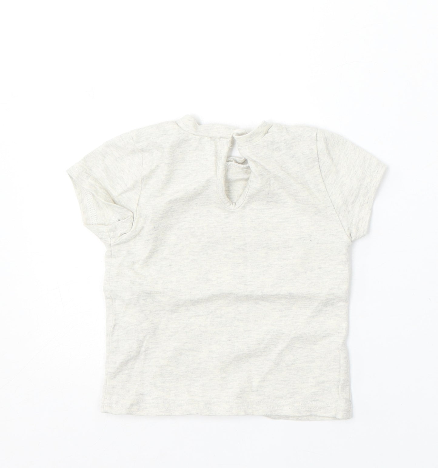 Jeff&Co Girls Grey Cotton Basic T-Shirt Size 18-24 Months Round Neck - Rainbow