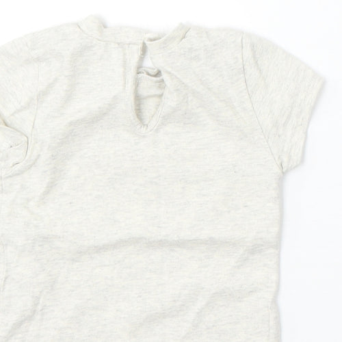 Jeff&Co Girls Grey Cotton Basic T-Shirt Size 18-24 Months Round Neck - Rainbow