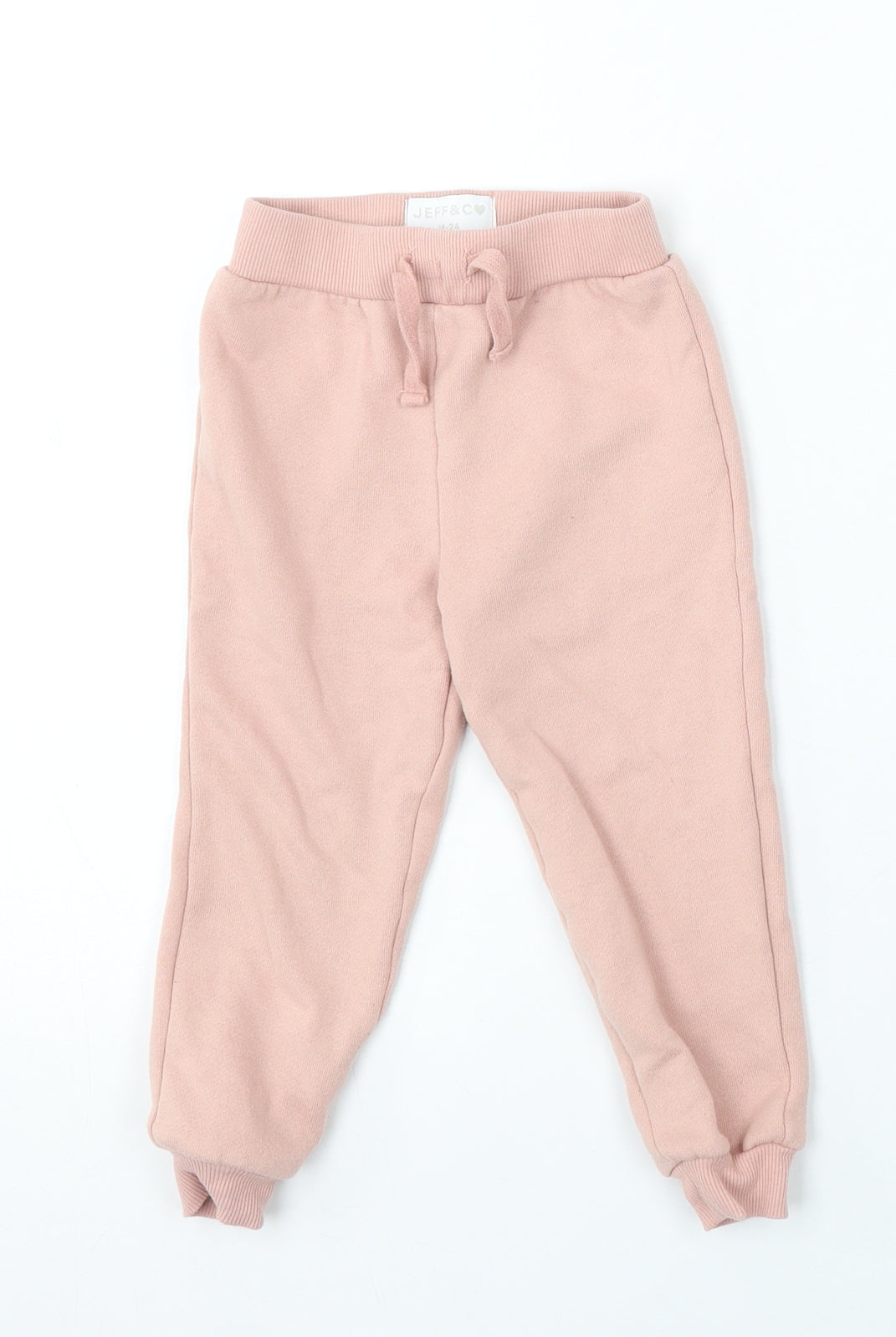 Jeff&Co Girls Pink Cotton Jogger Trousers Size 18-24 Months