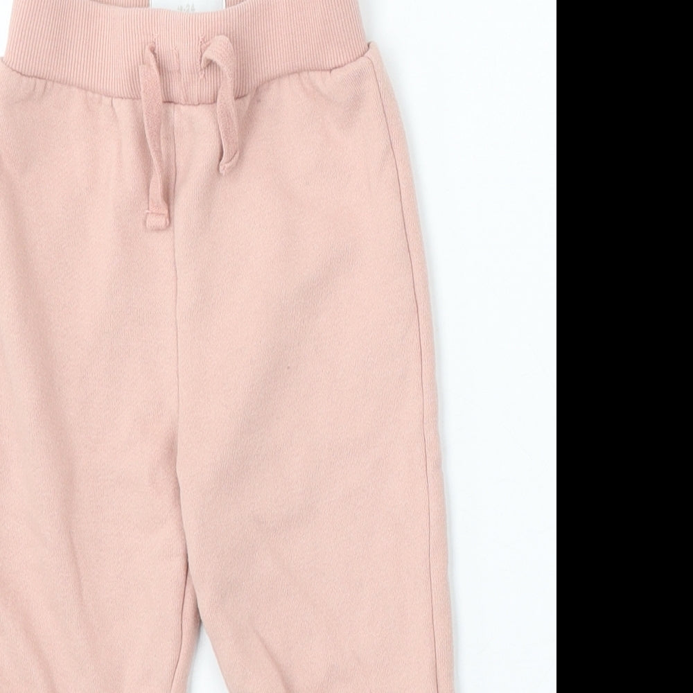 Jeff&Co Girls Pink Cotton Jogger Trousers Size 18-24 Months
