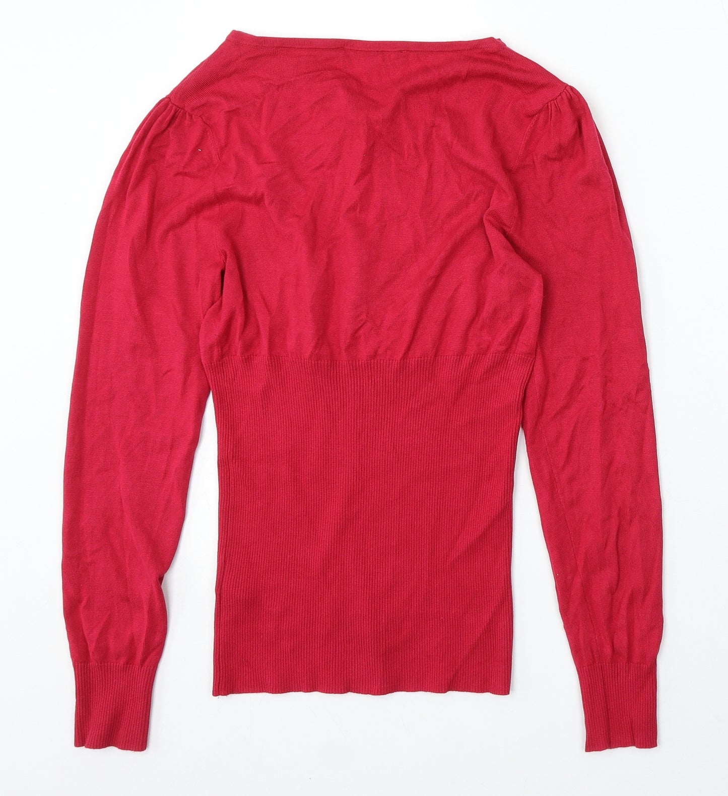 Debenhams Womens Red Round Neck Viscose Pullover Jumper Size 14