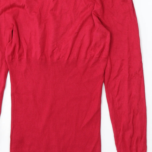 Debenhams Womens Red Round Neck Viscose Pullover Jumper Size 14
