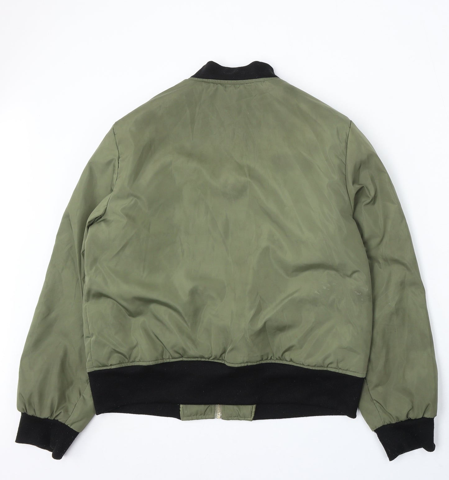 PRETTYLITTLETHING Womens Green Bomber Jacket Jacket Size 14 Zip - Assorted Patches