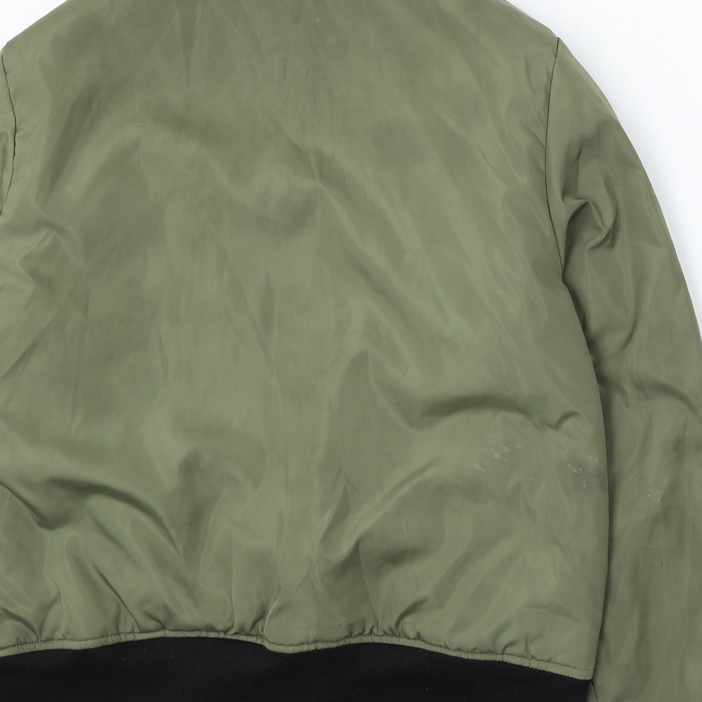 PRETTYLITTLETHING Womens Green Bomber Jacket Jacket Size 14 Zip - Assorted Patches