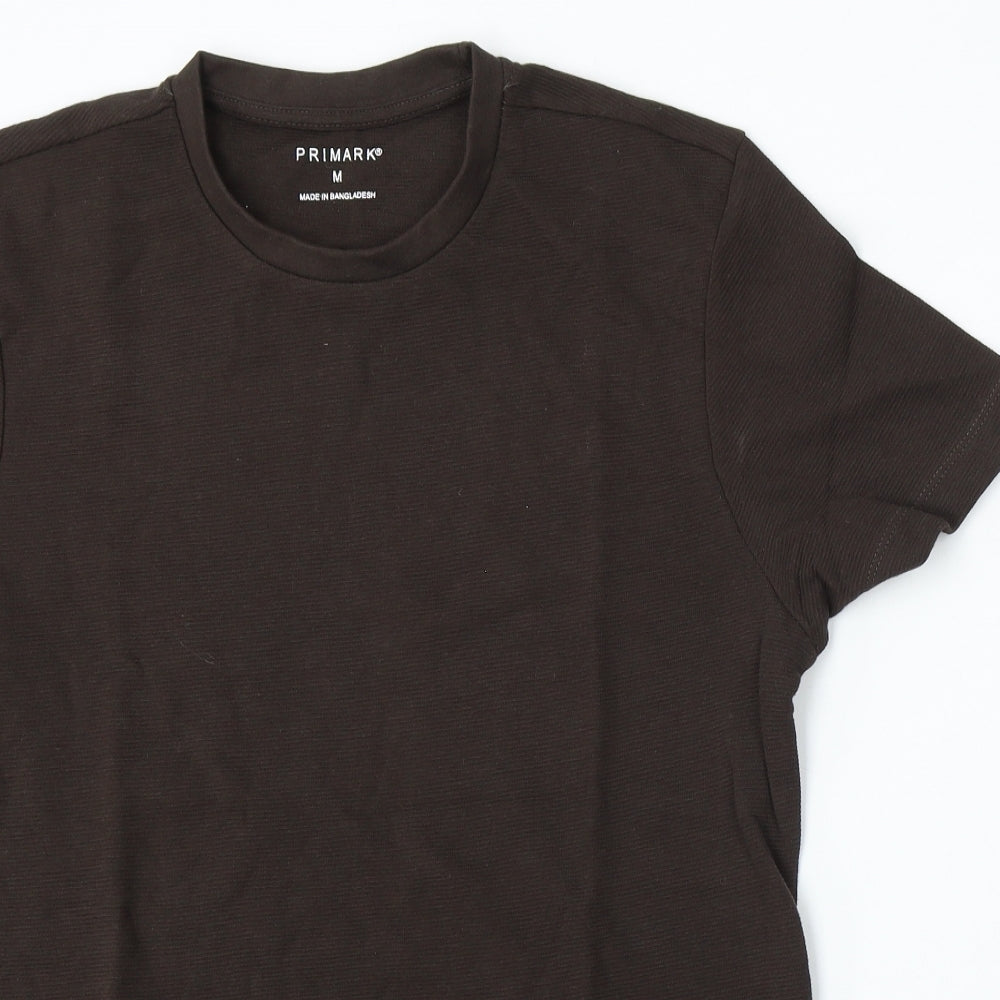 Primark Mens Brown Cotton T-Shirt Size M Round Neck