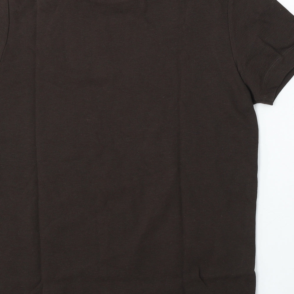 Primark Mens Brown Cotton T-Shirt Size M Round Neck