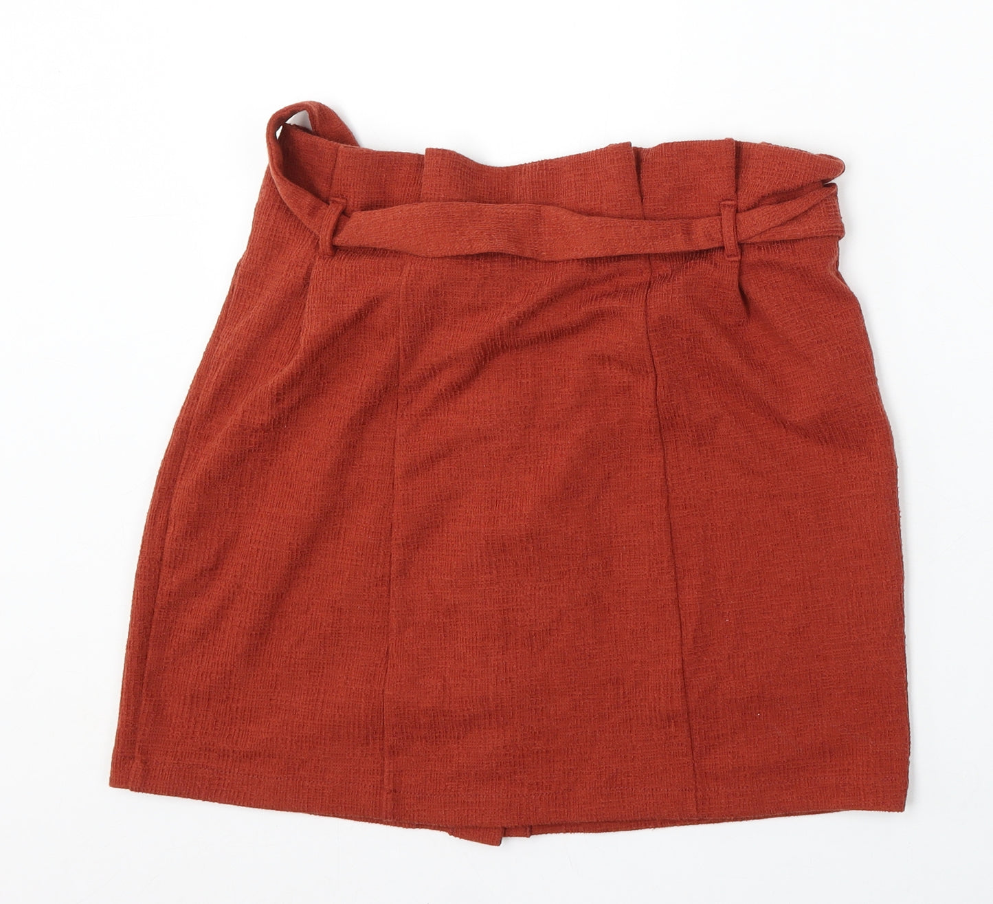 Primark Womens Orange Viscose A-Line Skirt Size 10 Button