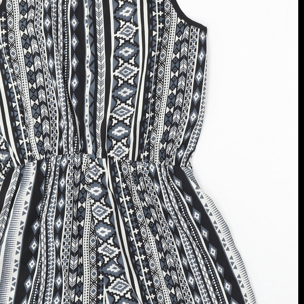 Atmosphere Womens Blue Geometric Polyester Playsuit One-Piece Size 16