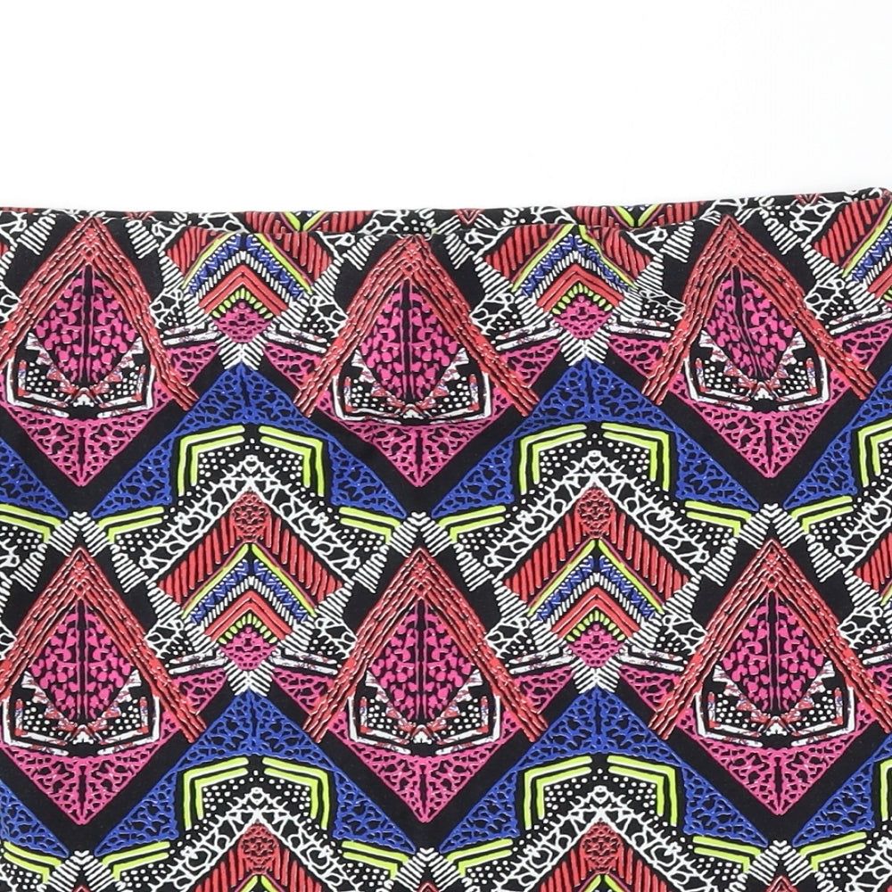 New Look Womens Multicoloured Geometric Cotton Straight & Pencil Skirt Size 14