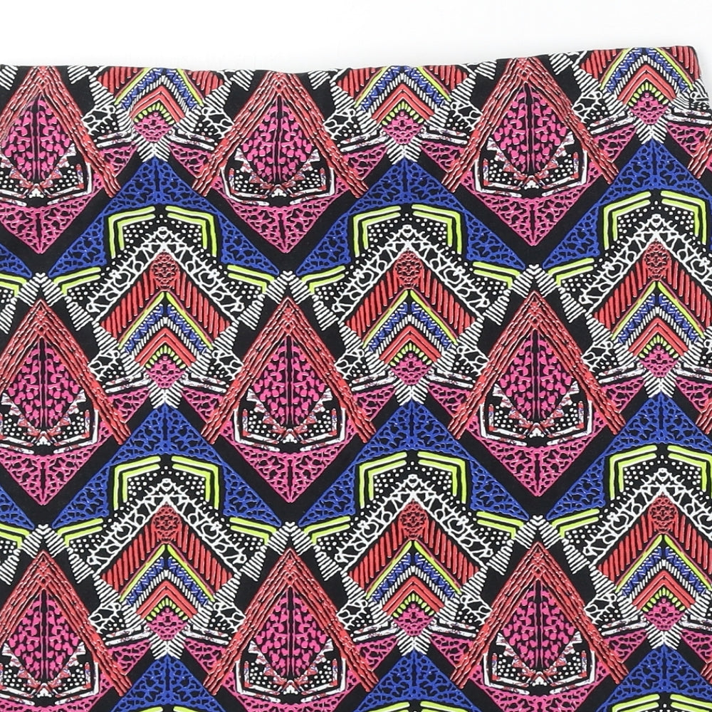 New Look Womens Multicoloured Geometric Cotton Straight & Pencil Skirt Size 14