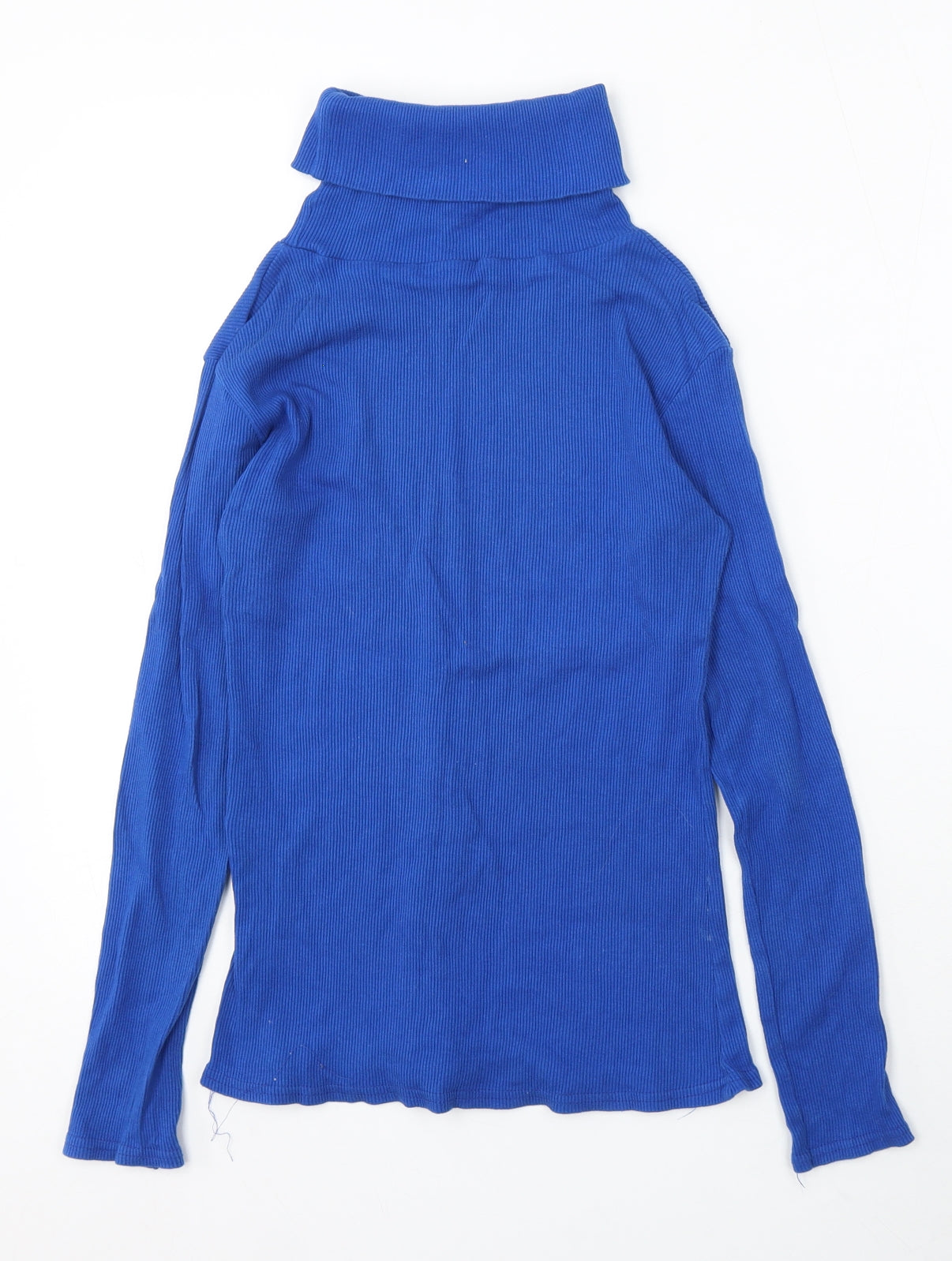 Preworn Womens Blue Roll Neck Cotton Pullover Jumper Size M