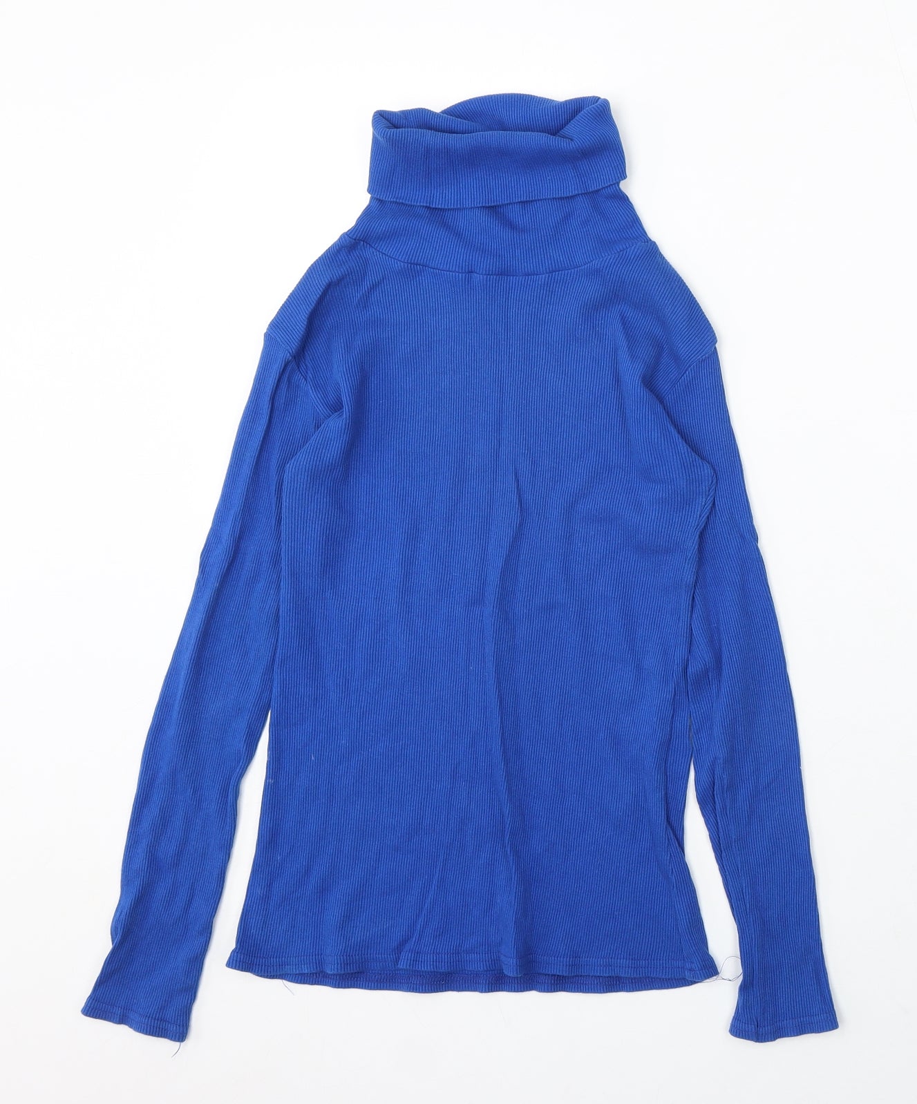 Preworn Womens Blue Roll Neck Cotton Pullover Jumper Size M