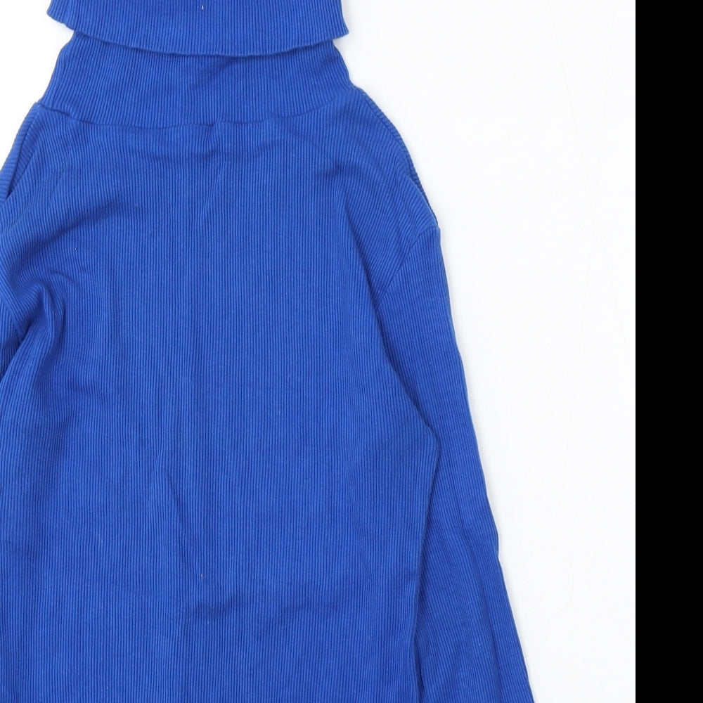 Preworn Womens Blue Roll Neck Cotton Pullover Jumper Size M