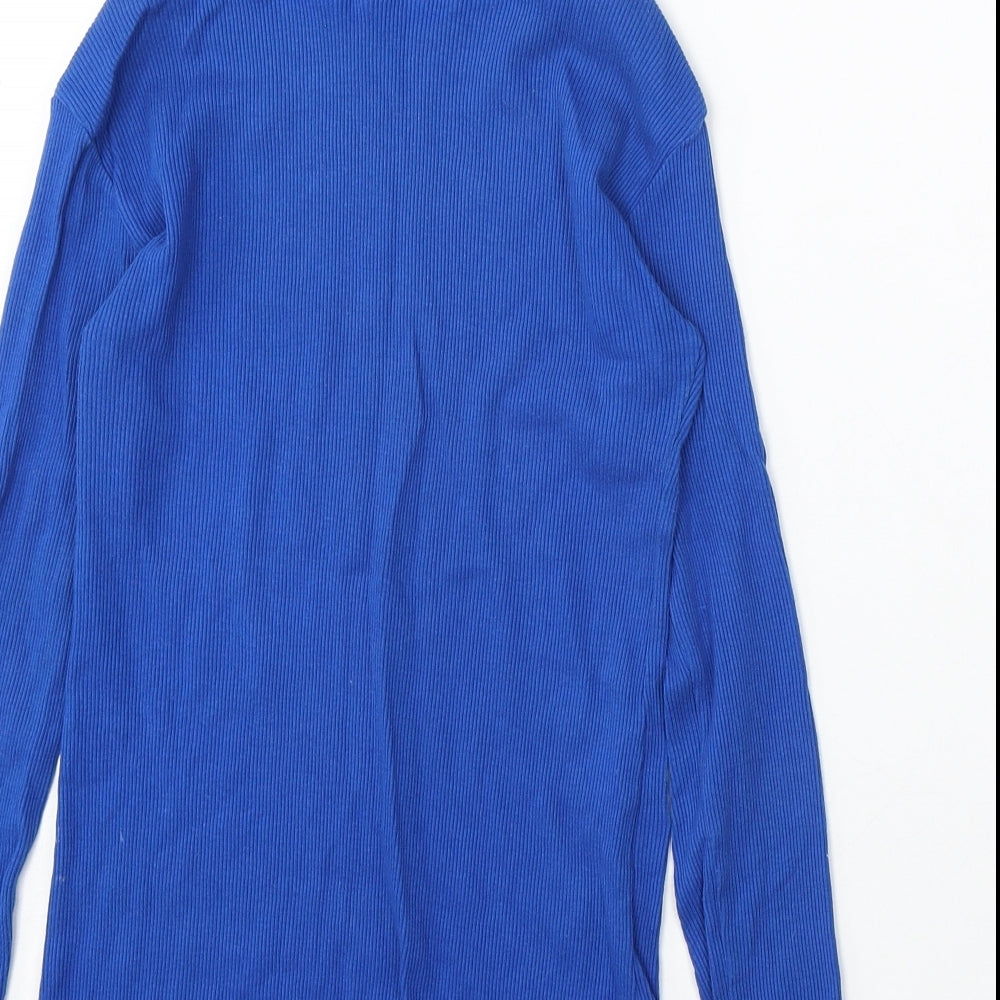 Preworn Womens Blue Roll Neck Cotton Pullover Jumper Size M