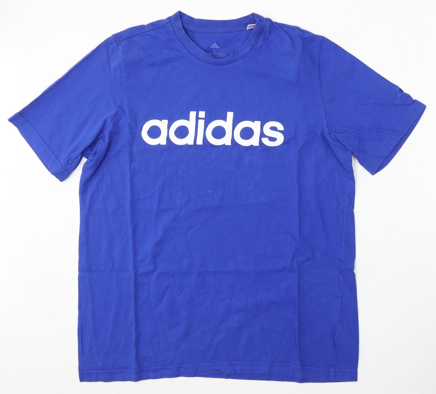 adidas Mens Blue Cotton T-Shirt Size L Round Neck