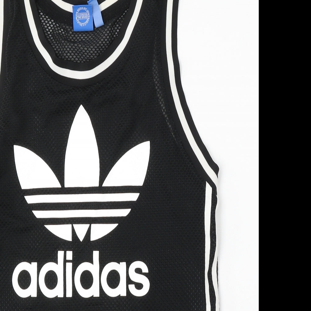 adidas Womens Black Polyester Basic Tank Size 10 Round Neck - Basketball Jersey