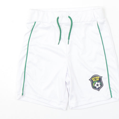 Dunnes Stores Boys White Polyester Sweat Shorts Size 7-8 Years Regular Tie - Irish Football