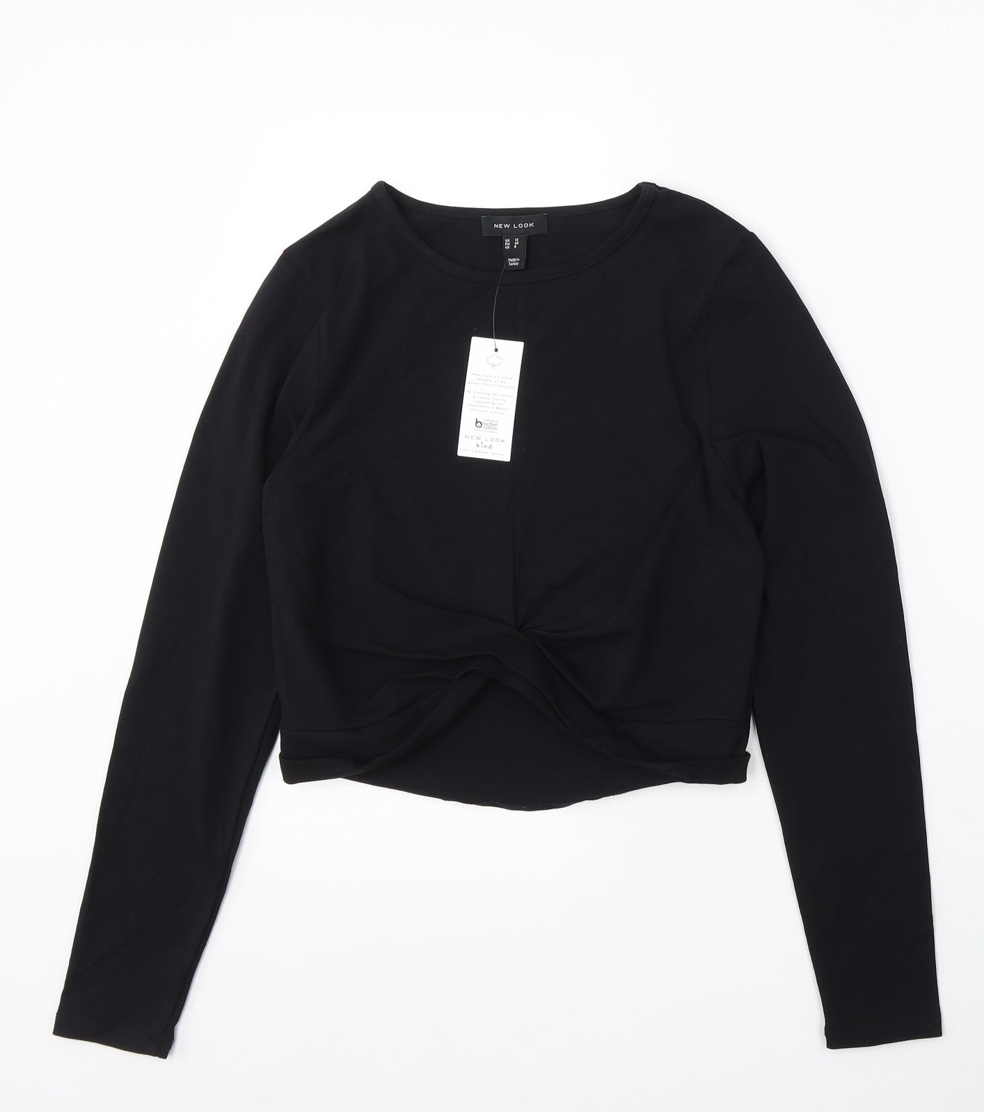 New Look Womens Black Round Neck Cotton Pullover Jumper Size 12